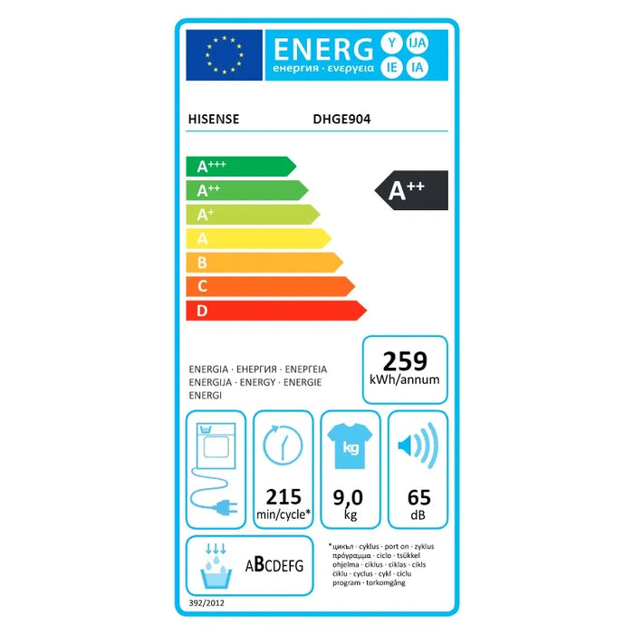 Hisense - Wasdroger - DHGE904 9KG