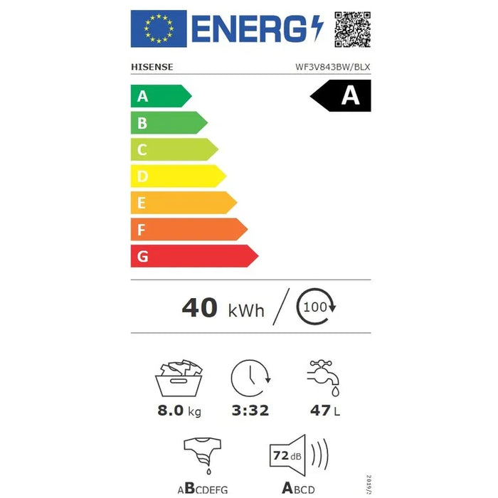Hisense - Wasmachine - WF3V843BW/BLX 8KG