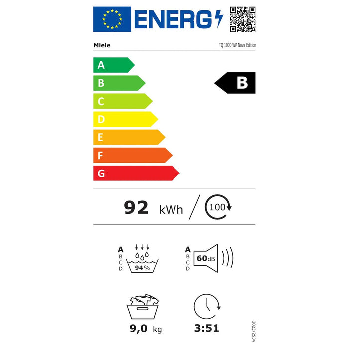 Miele - Wasdroger - TQ1000WP Nova Edition EcoSpeed&Wash2Dry&Steam 9KG