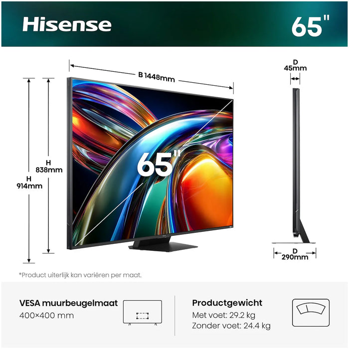 Hisense - 65 INCH - RGB MiniLED AI 4K Smart TV - 65UR9S