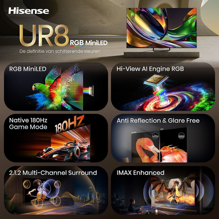 Hisense - 65 INCH - RGB MiniLED AI 4K Smart TV - 65UR8S